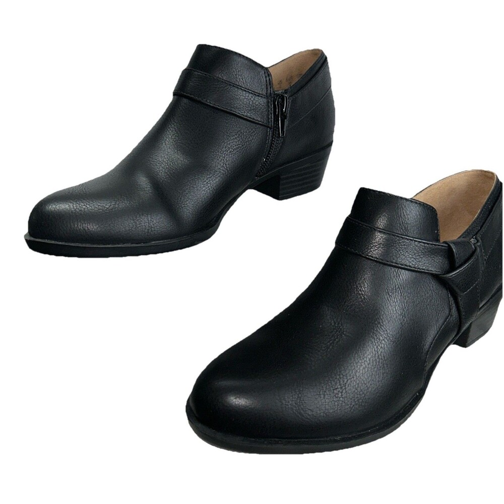 Women’s LifeStride Chelsea Style Ankle Boots Black Sz 6W Zipper Low Heel Arden